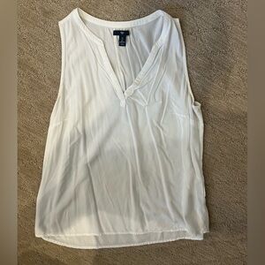 GAP White Ribbed Sleeveless Tank Top